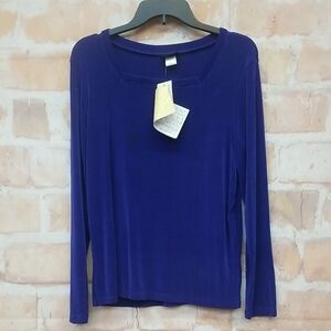 Chic Royal Blue Long Sleeve Women's Top
